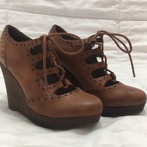 brown platform wedges